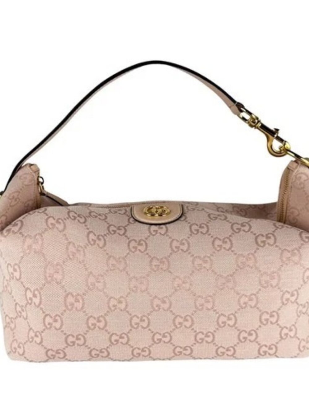 Auth GUCCI Vanity Handbag Shoulder Bag Pink GG Canvas/Leather/Goldtone - z10994
